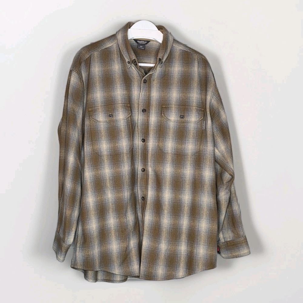Woolrich‎ Men Sz Large Wool Plaid long-sleeve shirt Green Black Label